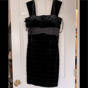 New Black velvet layered evening dress